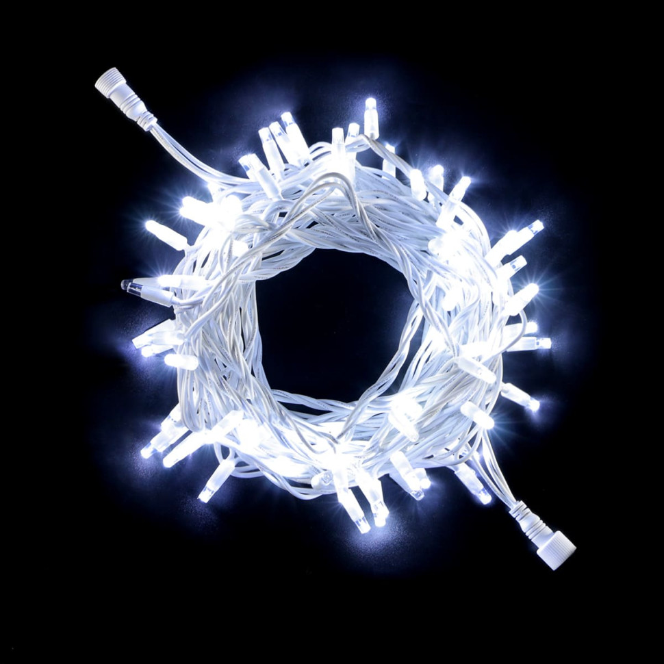 Светодиодная нить, с мерцанием белого диода, 10 м., 75 LED, каучук, бел. пр., белый, Laitcom, арт. LL75BLW-8-2W 04-305