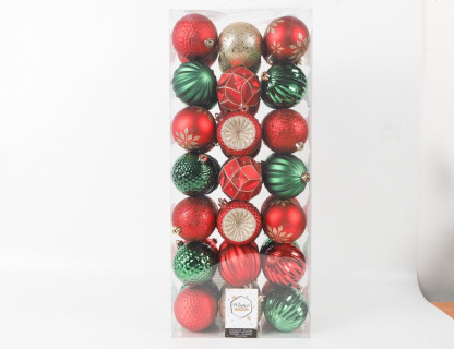 Набор пластиковых шаров Магия Винтажа, колллекция В Лучших Традициях 80 мм, 42 шт, Kaemingk арт. 220003