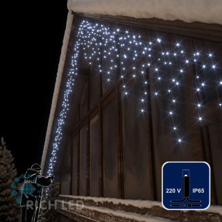 Светодиодная бахрома Rich LED, 3*0.9 м, влагозащитный колпачок IP65, мерцающая, белая, белый провод, арт. RL-i3*0.9F-CW/W