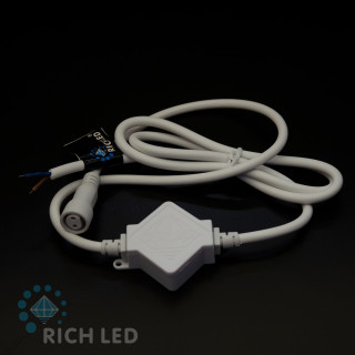 Блок питания для изделий Rich LED, 2А, для соединения до 10 шт, провод белый, 220 В, без вилки, арт. RL-220AC/DC-2AF-NP-W