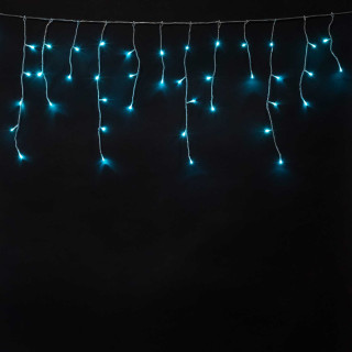 Электрогирлянда Бахрома премиум на батарейках, 3x0,5 м., таймер, 100 led, прозр. пр., аква, LaitCom, арт. ECC100-10-8A 07-002