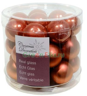 Набор стеклянных шаров 25 мм. Делюкс терракотовые, глянцевые и матовые, 24 шт., Kaemingk, арт. 167182