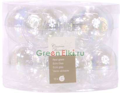 Набор стеклянных шаров 60 мм., глянцевые и матовые, прозрачно-радужный, 10 шт., Kaemingk, арт. 167204