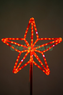 Макушка световая для уличной ели Кремлевская 50 см, Эконом, красная