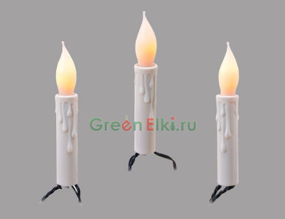 Электрогирлянда Оплавленные Свечи 5.6+1.5 м., с эффектом натурального пламени, белые, 15 шт., Kaemingk, арт. 490839