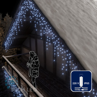 Светодиодная бахрома Rich LED, 3*0.9 м, влагозащитный колпачок, белая, прозрачный провод, арт. RL-i3*0.9-CT/W