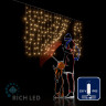 Светодиодный занавес Rich LED 2*1 м, облегченный, влагозащитный колпачок, теплый белый, прозрачный провод, арт. RL-CS2*1-CT/WW