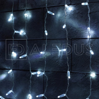 Электрогирлянда Занавес ALEDUS 2x1 м, прозрачный провод, ПВХ, белый, с мерцанием, арт. C-TP-2x1M-W/F