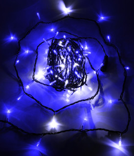 Светодиодная нить с белым бликующим диодом, 10 м., черн. пр., синий, LaitCom, арт. PST100BLW-11-2B 05-101