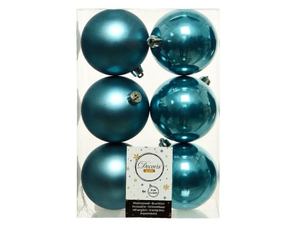 Набор пластиковых шаров Парис 80 мм., голубой туман, 6 шт., mix, Kaemingk, арт. 022287