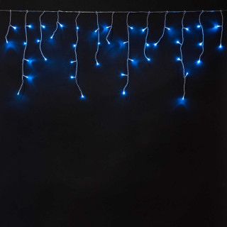 Электрогирлянда Бахрома премиум на батарейках, 3x0,5 м., таймер, 100 led, прозр. пр., небесно голубой, LaitCom, арт. ECC100-10-8SB 07-003