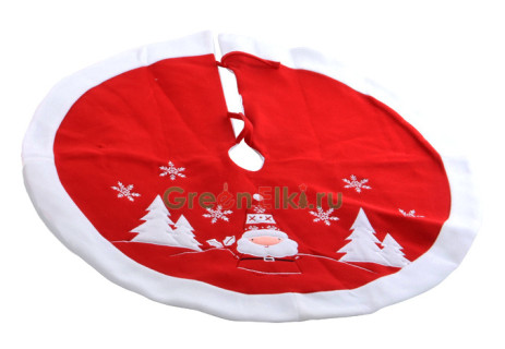 Декоративное покрывало под елку Санта в снежном лесу 89 см., белый, красный, Kaemingk, арт. 611838-санта