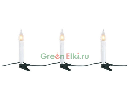 Электрогирлянда Свечи 6+1.5 м., на клипсах, белые, 16 шт., Kaemingk, арт. 490778