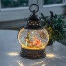 Светодиодный снежный фонарь Санта и Малыш 28 см, пластик, тёплая белая LED подсветка, арт. PT-22345