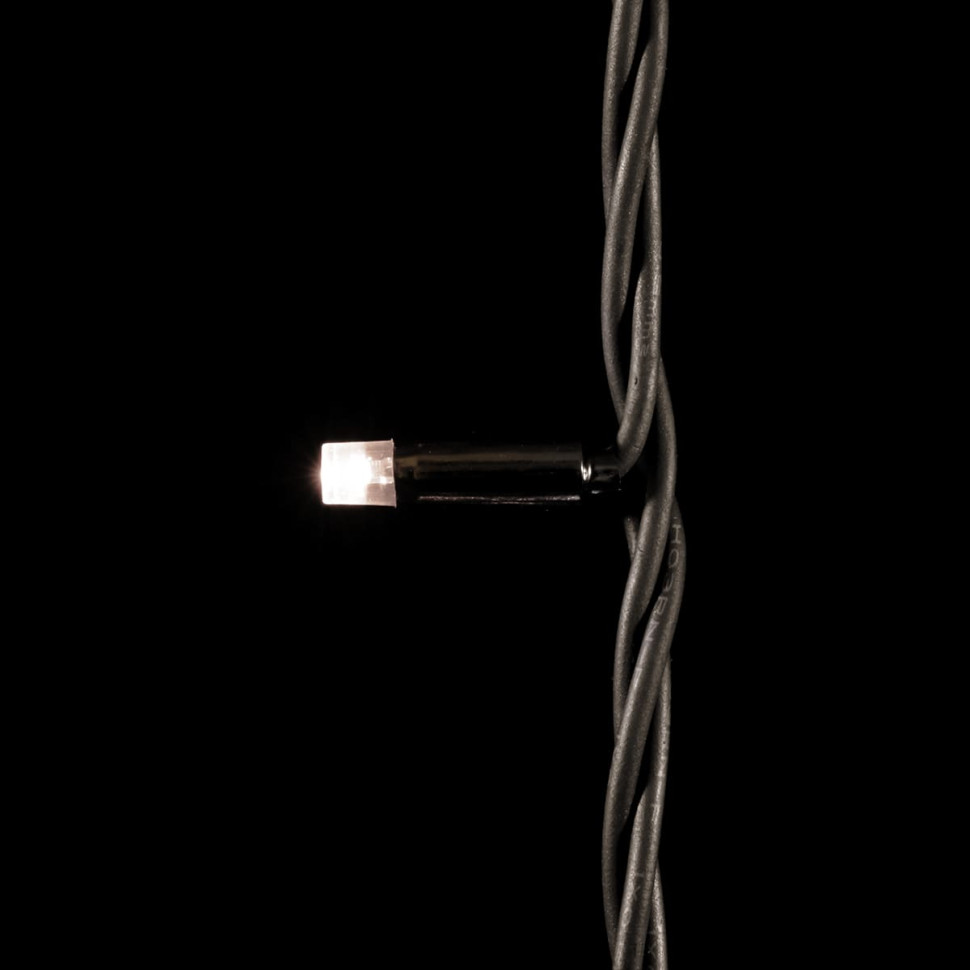 Светодиодная нить, с мерцанием белого диода, 10 м., 75 LED, каучук, черн. пр., тепло белый, Laitcom, арт. LL75BLW-1-2WW 04-301
