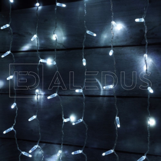 Электрогирлянда Занавес ALEDUS 2x1 м, прозрачный провод, ПВХ, белый, арт. C-TP-2x1M-W