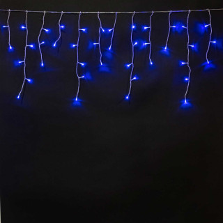  Электрогирлянда Бахрома премиум на батарейках, 3x0,5 м., таймер, 100 led, прозр. пр., синий, LaitCom, арт. ECC100-10-8B 07-006