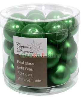 Набор стеклянных шаров 25 мм. Делюкс зеленые, глянцевые и матовые, 24 шт,. Kaemingk, арт. 167177