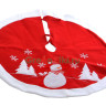 Декоративное покрывало под елку Снеговик в снежном лесу 89 см., белый, красный, Kaemingk, арт. 611838-снеговик