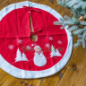 Декоративное покрывало под елку Снеговик в снежном лесу 89 см., белый, красный, Kaemingk, арт. 611838-снеговик