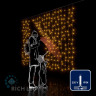 Светодиодный занавес Rich LED 2*1.5 м, облегченный, желтый, прозрачный провод, арт. RL-CS2*1.5-T/Y