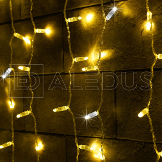 Электрогирлянда Занавес ALEDUS 2x1 м, прозрачный провод, ПВХ, теплый белый, с мерцанием, арт. C-TP-2x1M-WW/F