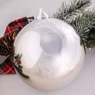 Шар пластиковый глянцевый 300 мм., серебро. арт. 150707