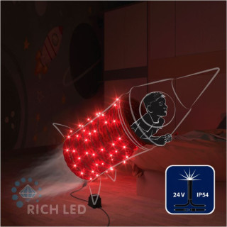 Светодиодная гирлянда Rich LED 10 м, 100 LED, 24 В, соединяемая, красная, мерцающая, черный провод, арт. RL-S10CF-24V-B/R