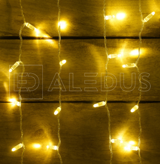 Электрогирлянда Занавес ALEDUS 2x1 м, прозрачный провод, ПВХ, теплый белый, арт. C-TP-2x1M-WW