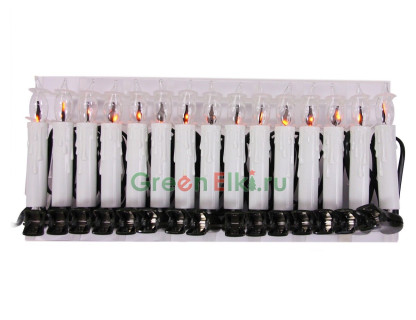 Электрогирлянда Оплавленные Свечи 5.6+1.5 м., на клипсах, с эффектом натурального пламени, белые, 15 шт., Kaemingk, арт. 490780