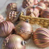 Набор пластиковых шаров Бель Вестито, розовый с золотом 80 мм, 16 шт, Kaemingk арт. 220025