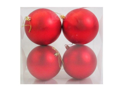 Набор пластиковых шаров 100 мм., красный, матовые, 4 шт.