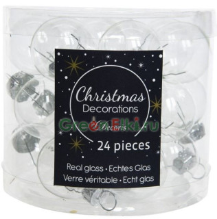 Набор стеклянных шаров 25 мм. Делюкс прозрачные, глянцевые и матовые, 24 шт., Kaemingk, арт. 167179