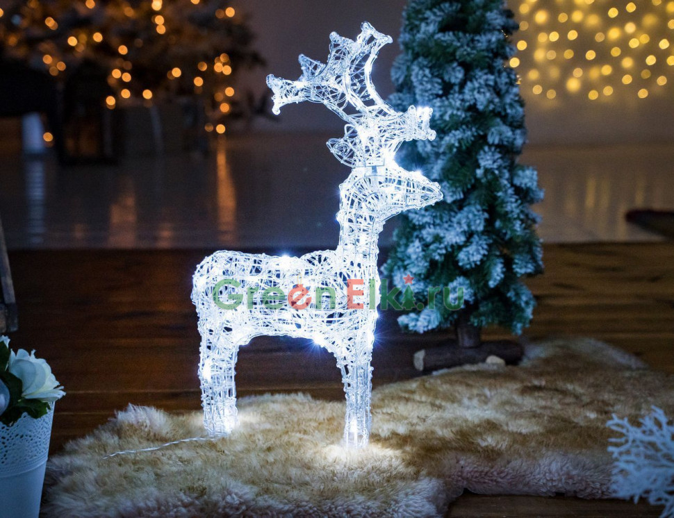 Акриловая светодиодная фигура Олень, 90 см., 80 LED ламп, холодный белый, Kaemingk, арт. 491789