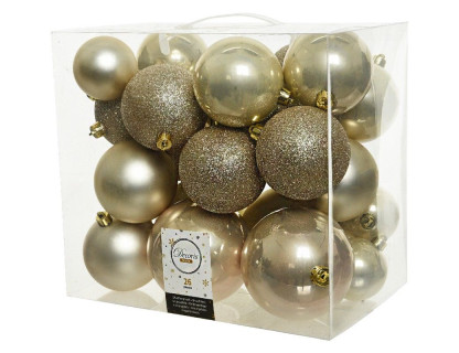 Набор однотонных пластиковых шаров Фон шик, 10/8/6 см., перламутровый, 26 шт.