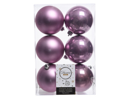 Набор пластиковых шаров Парис 80 мм., сиреневый, 6 шт., mix, Kaemingk, арт. 022037