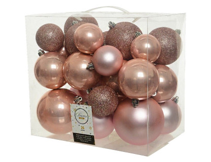 Набор однотонных пластиковых шаров Фон шик, 10/8/6 см., нежно-розовый, 26 шт.