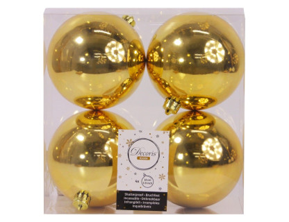 Набор пластиковых шаров 100 мм., золото, глянцевые, 4 шт.