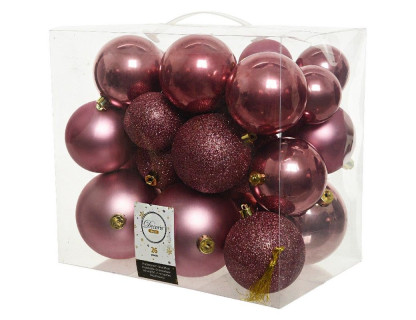 Набор однотонных пластиковых шаров Фон шик, 10/8/6 см., розовый бархат, 26 шт.