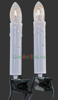 Электрогирлянда Свечи 11.6+1.5 м., на клипсах, белые, 30 шт., Kaemingk, арт. 490759