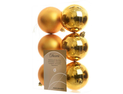 Набор пластиковых шаров 80 мм., насыщенно золотой, mix, 6 шт., Kaemingk, арт. 906427