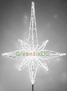 Макушка световая для уличной ели Роза ветров 100 см, Стандарт, белая