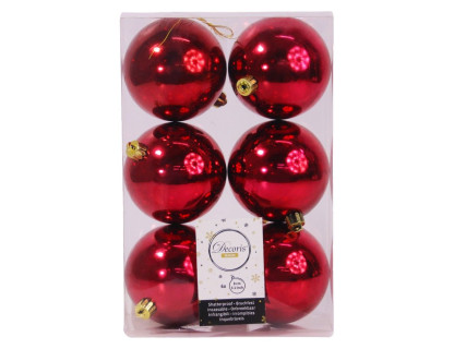 Набор пластиковых шаров Парис 80 мм., бордовый, глянцевые, 6 шт., Kaemingk, арт. 022053s