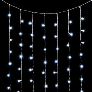 Светодиодный занавес, 2х2 м., без Т-коннектора, прозр. пр., белый, мерцание, LaitCom, арт. PCL400NOTBLW-10-2W 01-210