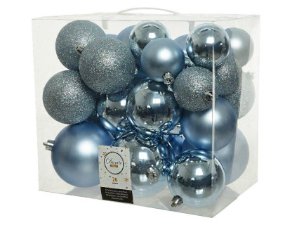 Набор однотонных пластиковых шаров Фон шик, 10/8/6 см., зимнее небо, 26 шт.
