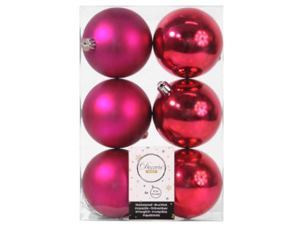Набор пластиковых шаров 80 мм., фуксия, mix, 6 шт., Kaemingk, арт. 958013