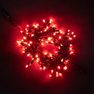 Светодиодная нить, 10 м., 100 LED, каучук, с мерцанием белого диода, черн. пр., красный, 24В, Laitcom, арт. LL100BL-1-1R 04-444