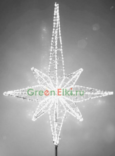 Макушка световая для уличной ели Роза ветров 150 см, Стандарт, белая