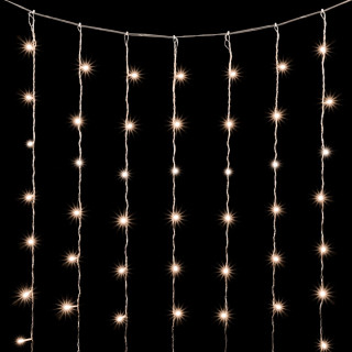 Светодиодный занавес, 2х2 м., без Т-коннектора, прозр. пр., теплый белый, мерцание, LaitCom, арт. PCL400NOTBLW-10-2WW 01-211