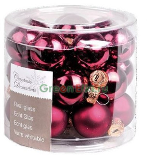 Набор стеклянных шаров 25 мм. Делюкс фуксия, глянцевые и матовые, 24 шт., Kaemingk, арт. 010295